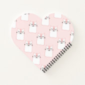Herz-Shaped Pink Cat Pattern School Spiral Notizblock (Rückseite)