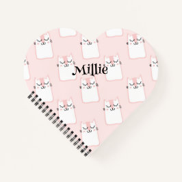 Herz-Shaped Pink Cat Pattern School Spiral Notizblock