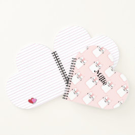 Herz-Shaped Pink Cat Pattern School Spiral Notizblock