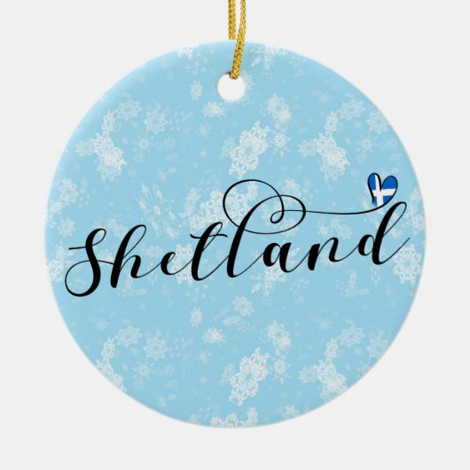 Herz Shetland Flag, Shetland Islands Keramik Ornament (Vorne)