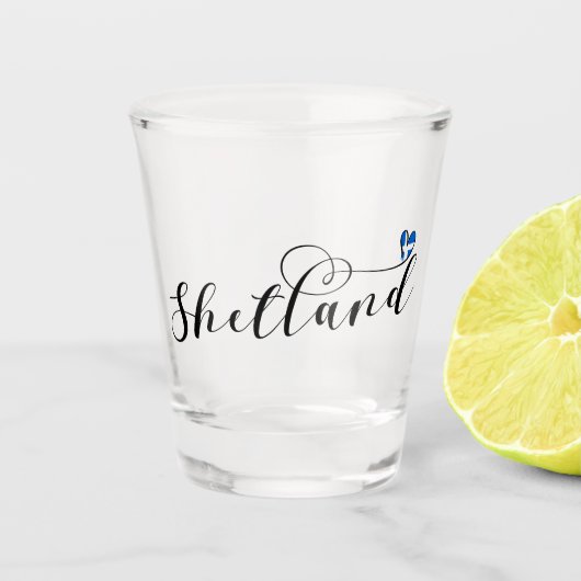 Herz Shetland Flag, Shetland Islands Schnapsglas (Vorderseite)