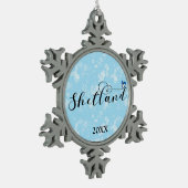 Herz Shetland Flag, Shetland Islands Schneeflocken Zinn-Ornament (Links)