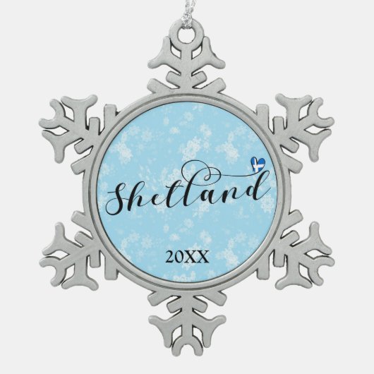 Herz Shetland Flag, Shetland Islands Schneeflocken Zinn-Ornament (Vorderseite)