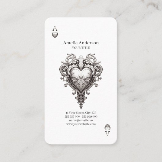 Herz-Silber-Barock Visitenkarte (Vorderseite)