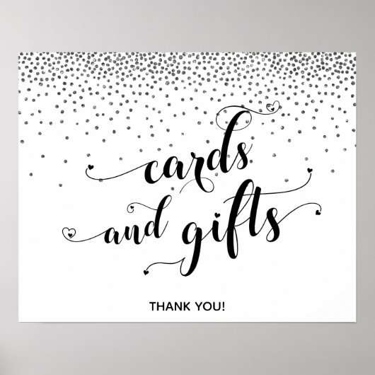 Herz & Silber, Karten und Geschenke Empfang-Zeiche Poster (Vorne)