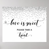 Herz & Silber Liebe ist Sweet Dessert Table Sign Poster (Vorne)