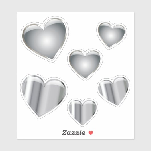 Herz Silver Chrome Vinyl Aufkleber (Blatt)