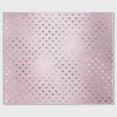 Herz Silver Glam Pink Rose Pastel Shiny Geschenkpapier (Flach)