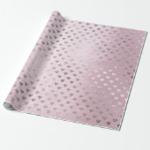 Herz Silver Glam Pink Rose Pastel Shiny Geschenkpapier (Ungerollt)