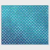 Herz Silver Gray Glitzer Türkisblau Geschenkpapier (Flach)