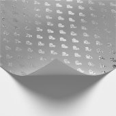 Herz Silver Gray Metallic Monochromatisches Glam Geschenkpapier (Ecke)