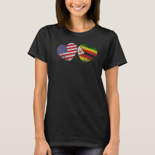 Herz Simbabwes Amerikanischer Flaggen Patriotische T-Shirt
