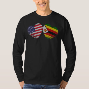 Herz Simbabwes Amerikanischer Flaggen Patriotische T-Shirt