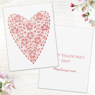 Herz Skandinavisch Rot Weiß Valentinstag Mitteilungskarte