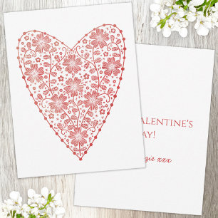 Herz Skandinavisch Rot Weiß Valentinstag Mitteilungskarte