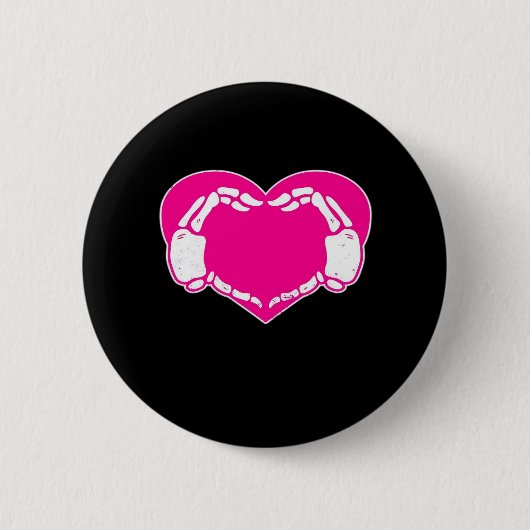 Herz Skeleton Hände Gothic Valentine Classic Button (Vorderseite)