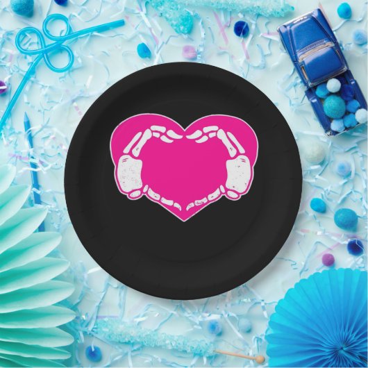 Herz Skeleton Hände Gothic Valentine Classic Pappteller (Party)