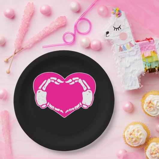 Herz Skeleton Hände Gothic Valentine Classic Pappteller (Party)