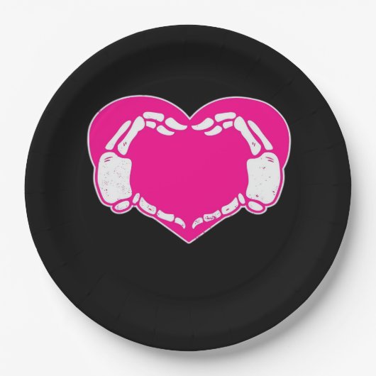 Herz Skeleton Hände Gothic Valentine Classic Pappteller (Vorderseite)
