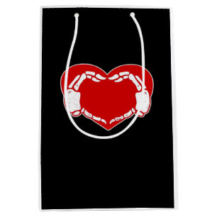 Herz Skeleton Hände Gothic Valentine Red Classic Mittlere Geschenktüte