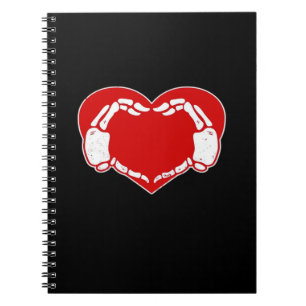 Herz Skeleton Hände Gothic Valentine Red Classic Notizblock