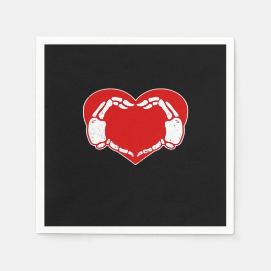 Herz Skeleton Hände Gothic Valentine Red Classic Serviette (Vorderseite)