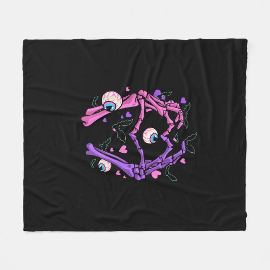 Herz Skeleton Hands - Halloween Pastel Goth Eyeba Fleecedecke (Vorderseite (Horizontal))