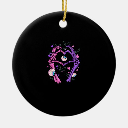 Herz Skeleton Hands - Halloween Pastel Goth Eyeba Keramik Ornament (Vorne)