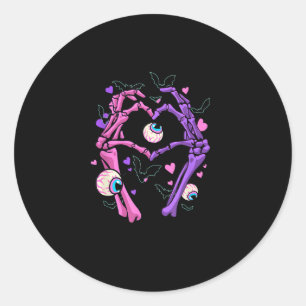 Herz Skeleton Hands - Halloween Pastel Goth Eyeba Runder Aufkleber