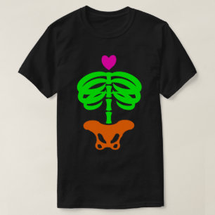 Herz Skelly Cartoon Zombie Skelettin Ribcage Kunst T-Shirt