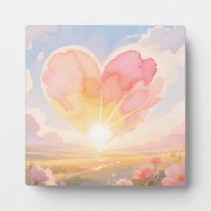 Herz Sonnenaufgang Aquarell Landschaft Fotoplatte