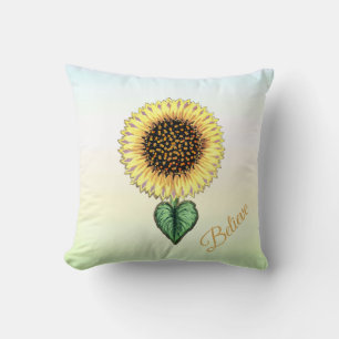 Herz-Sonnenblume auf Pastellfarben Kissen