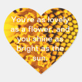 Herz Sonnenblume Herz-Aufkleber (Vorderseite)