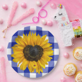 Herz Sonnenblume Ladybug auf Buffalo Kariert Pappteller (Party)