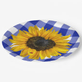 Herz Sonnenblume Ladybug auf Buffalo Kariert Pappteller (Schrägansicht)