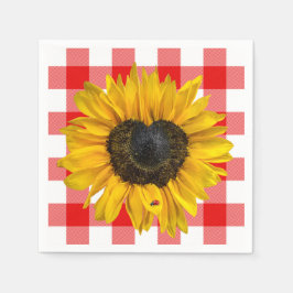 Herz Sonnenblume Ladybug auf Buffalo Kariert Serviette