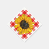 Herz Sonnenblume Ladybug auf Buffalo Kariert Serviette (Ecke)