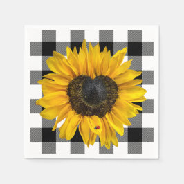 Herz Sonnenblume Ladybug auf Buffalo Kariert Serviette