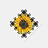 Herz Sonnenblume Ladybug auf Buffalo Kariert Serviette (Ecke)