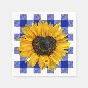 Herz Sonnenblume Ladybug auf Buffalo Kariert Serviette