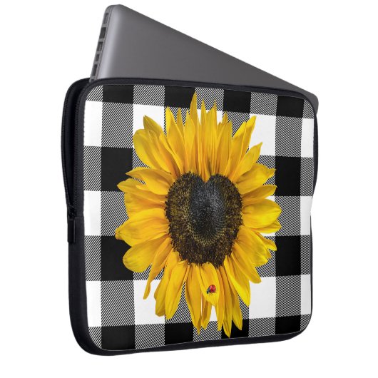 Herz Sonnenblume mit Ladybug Laptopschutzhülle (Vorne Rechts)