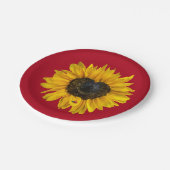 Herz Sonnenblume mit Ladybug On Red Pappteller (Schrägansicht)