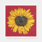 Herz Sonnenblume mit Ladybug On Red Serviette (Vorderseite)