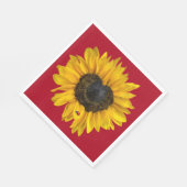 Herz Sonnenblume mit Ladybug On Red Serviette (Ecke)