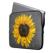 Herz Sonnenblumen und Ladybug auf Gingham Laptopschutzhülle (Vorderseite Links)