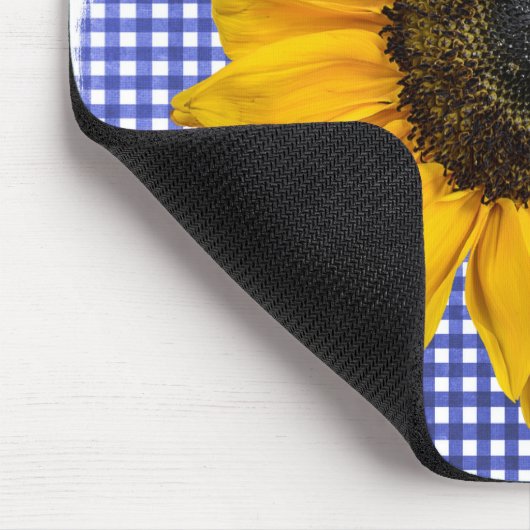 Herz Sonnenblumen und Ladybug auf Gingham Mousepad (Ecke)