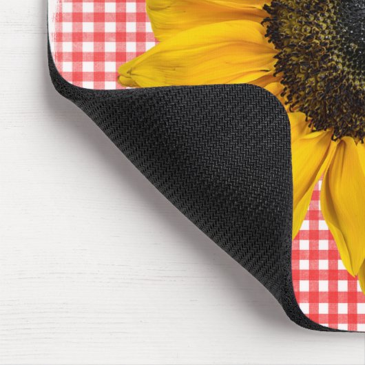 Herz Sonnenblumen und Ladybug auf Gingham Mousepad (Ecke)