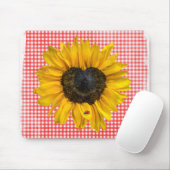 Herz Sonnenblumen und Ladybug auf Gingham Mousepad (Mit Mouse)