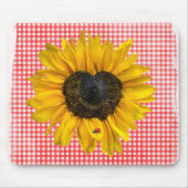 Herz Sonnenblumen und Ladybug auf Gingham Mousepad (Vorne)