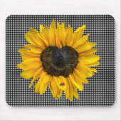Herz Sonnenblumen und Ladybug auf Gingham Mousepad (Vorne)